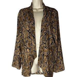 Brown and Black Snakeskin Cardigan lightweight jacket with Open Front